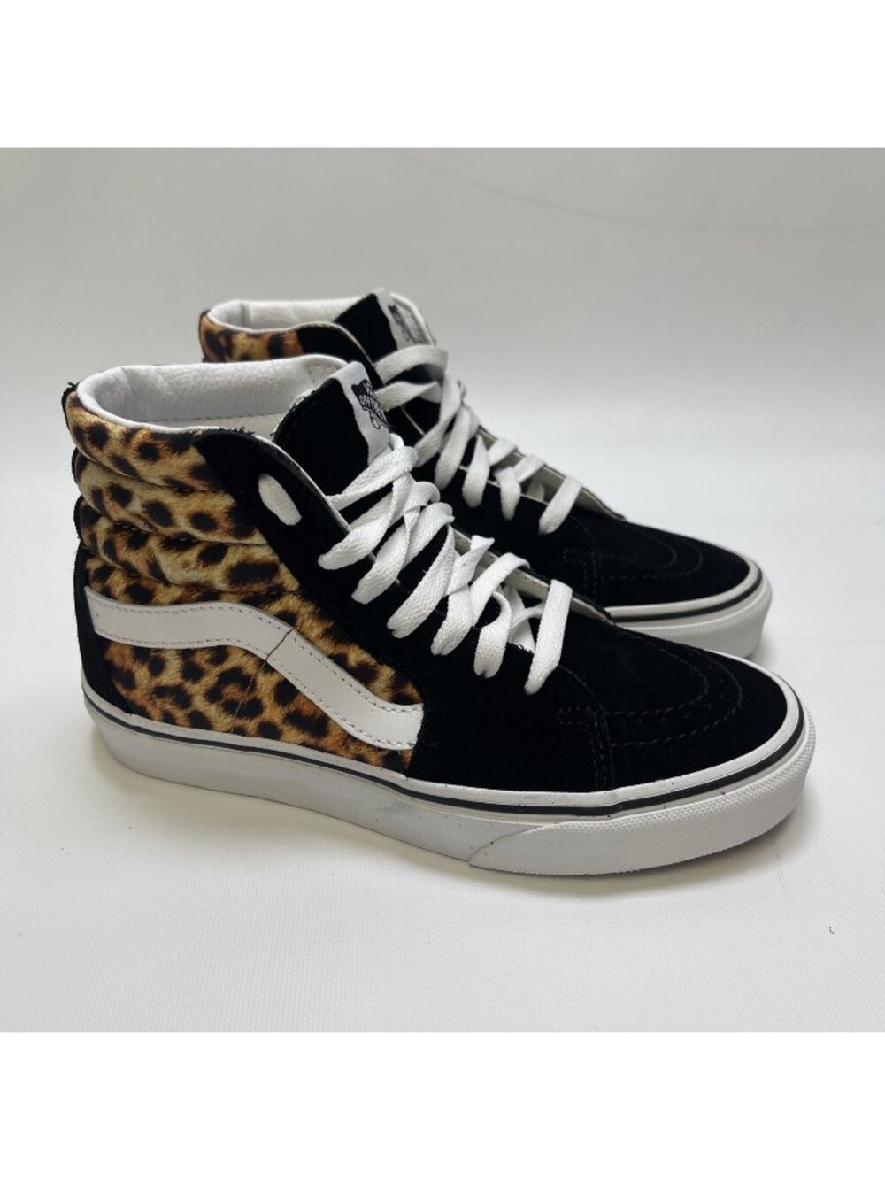 Vans Sk8-Hi Tapered Leopard Animal Print Black Lace Up Shoes Women Sz 5.5 US NEW